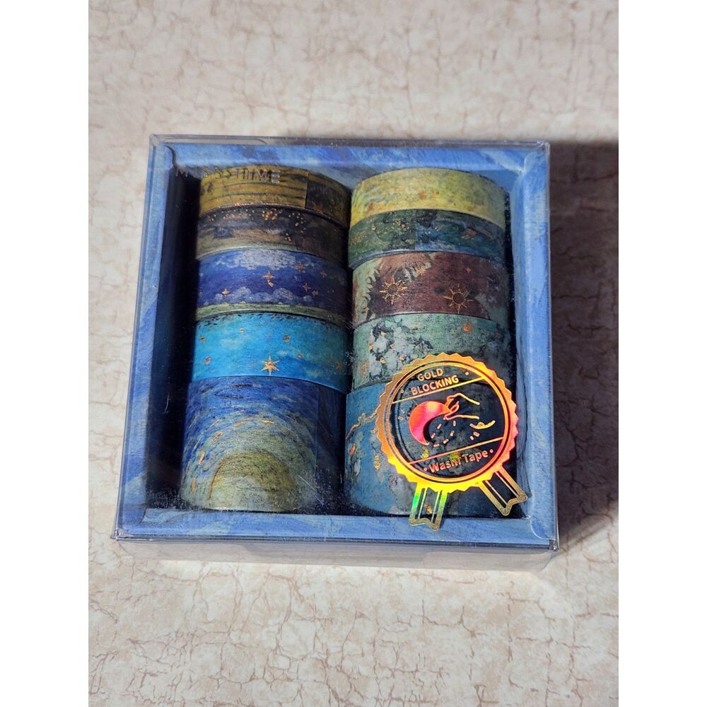 Blue Artsy Washi Tape Box Starry Night Inspired